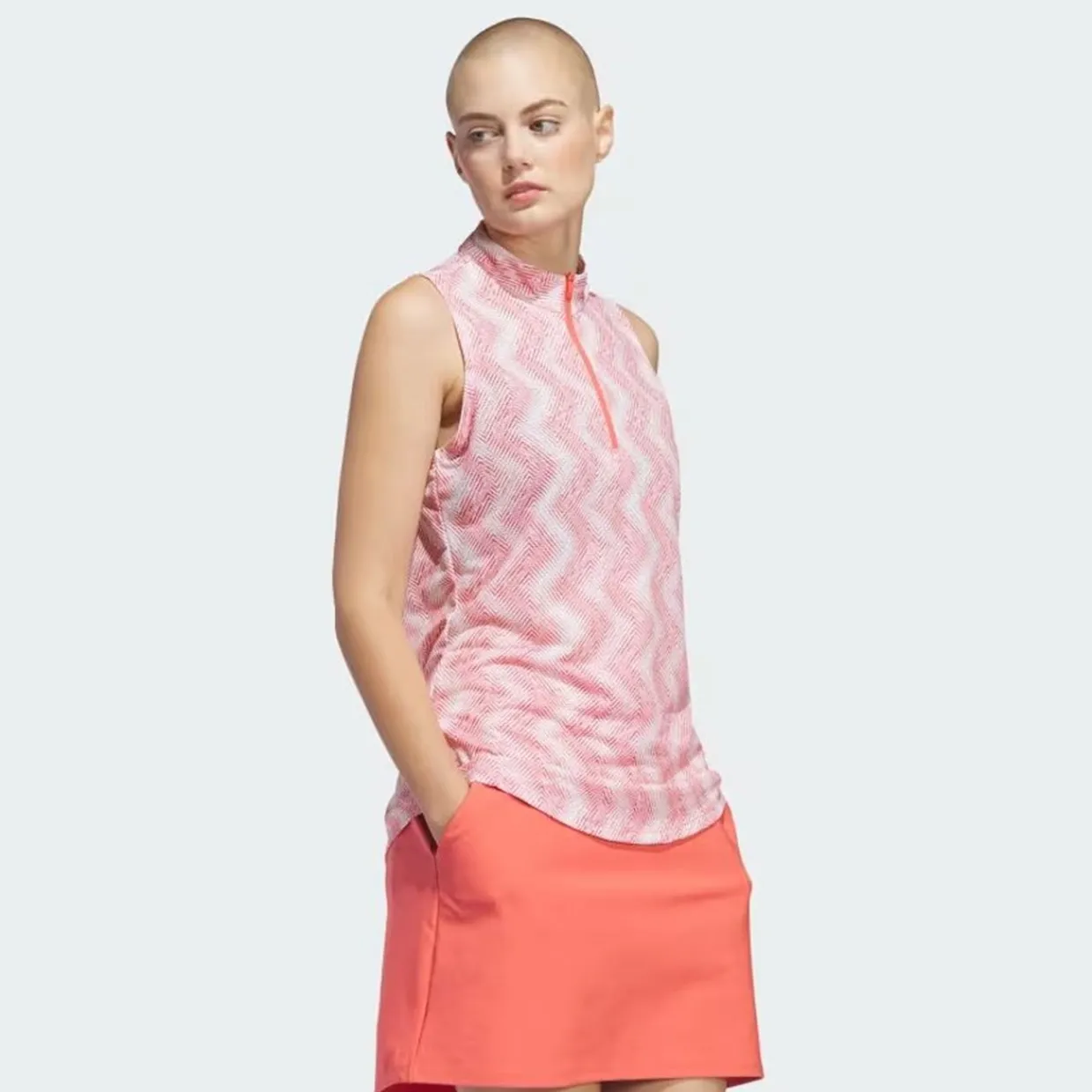 Adidas Ladies Golf Apparel^Utiate365 Ottoan Printed eevee hirt Poo hort eeve Gof Appare