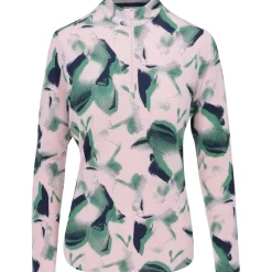 Adidas Ladies Golf Apparel^Utiate365 Printed Quarter-Zip ock hirt Poo ong eeve Gof Appare