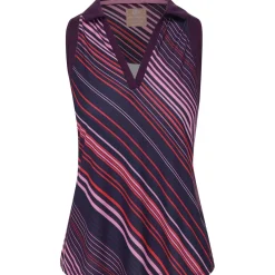 Ben Hogan Ladies Golf Apparel^Energy tripe Printed W/ eh Piecing hirt Poo hort eeve Gof Appare