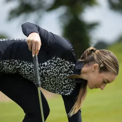 Dunning Ladies Golf Apparel^Aya Jerey Perforance 1/4 Zip Outerwear Puover Gof Appare