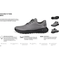 ECCO Mens Golf Shoes|Spikeless Golf Shoes^Golf LT1 BOA Spikeless Golf Shoes