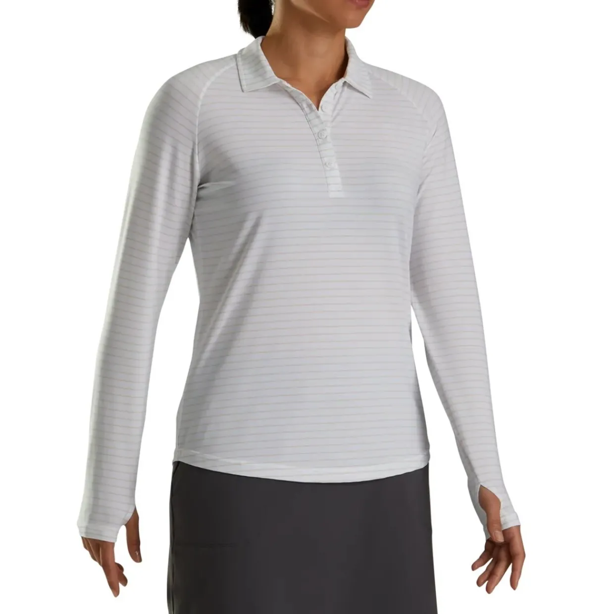 FootJoy Ladies Golf Apparel^Pin tripe un Protection Previou eaon Appare tye hirt Poo ong eeve Gof Appare