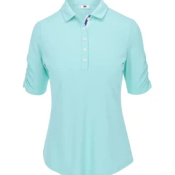FootJoy Ladies Golf Apparel^Ruched 1/2 eeve Previou eaon Appare tye hirt Poo hort eeve Gof Appare