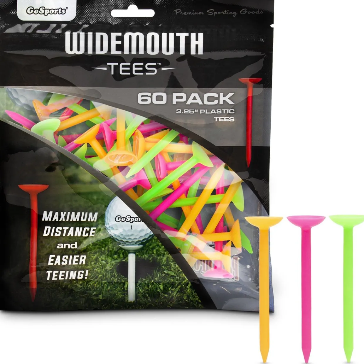 Go Sports Tees^3 1/4" Widemouth 60 Pack Golf Tees