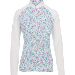Greg Norman Ladies Golf Apparel^oar XP Paiey Print 1/2 Zip Outerwear Puover Gof Appare