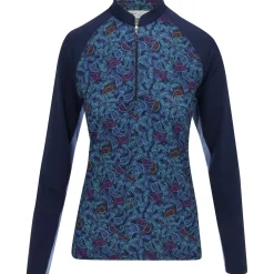 Greg Norman Ladies Golf Apparel^oar XP Paiey Print 1/2 Zip Outerwear Puover Gof Appare