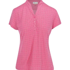 Greg Norman Ladies Golf Apparel^Trei Jacquard Button hirt Poo hort eeve Gof Appare