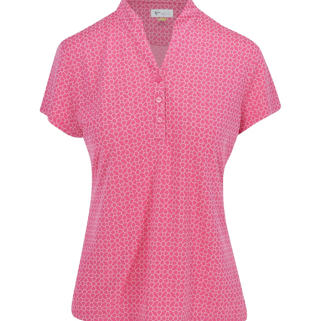Greg Norman Ladies Golf Apparel^Trei Jacquard Button hirt Poo hort eeve Gof Appare