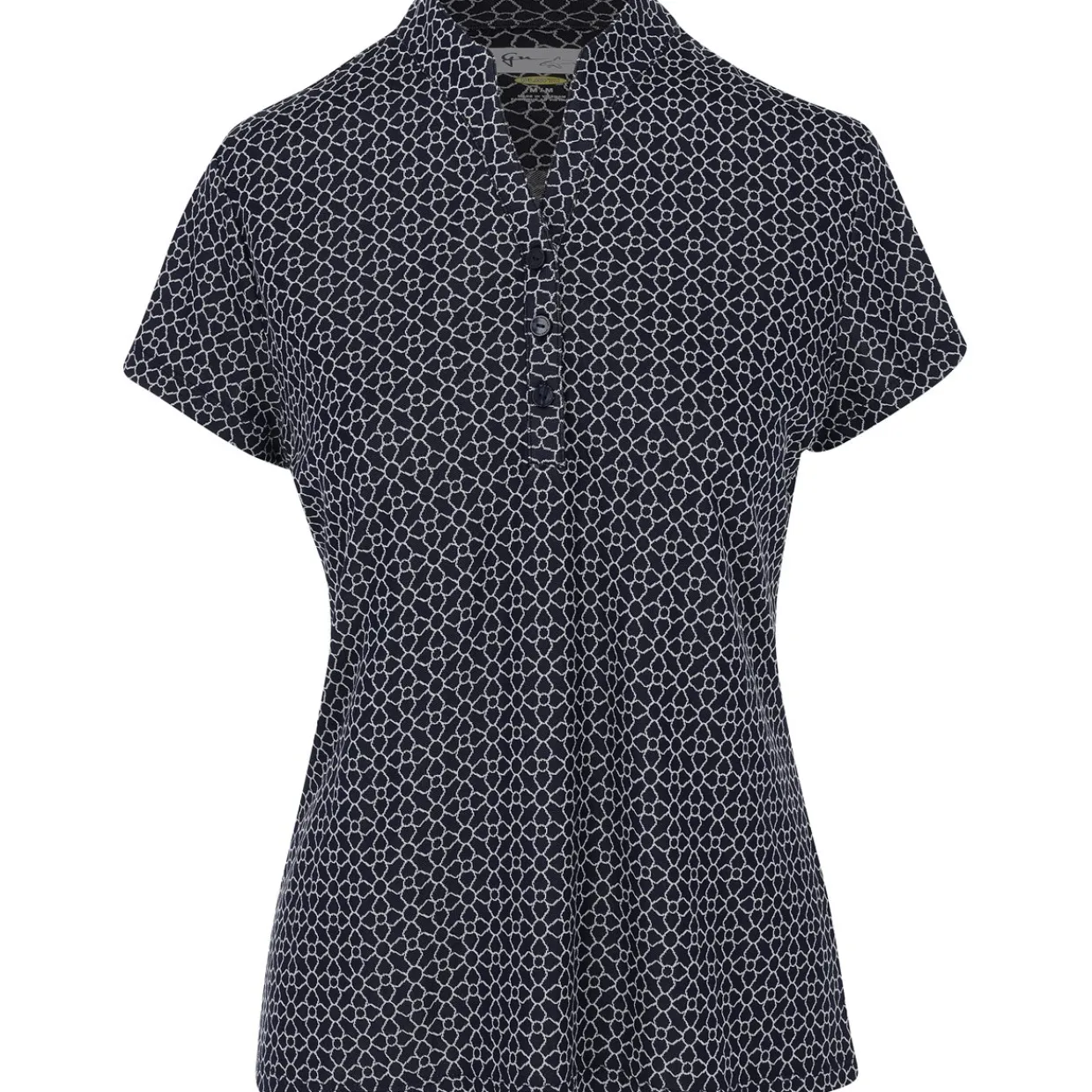 Greg Norman Ladies Golf Apparel^Trei Jacquard Button hirt Poo hort eeve Gof Appare