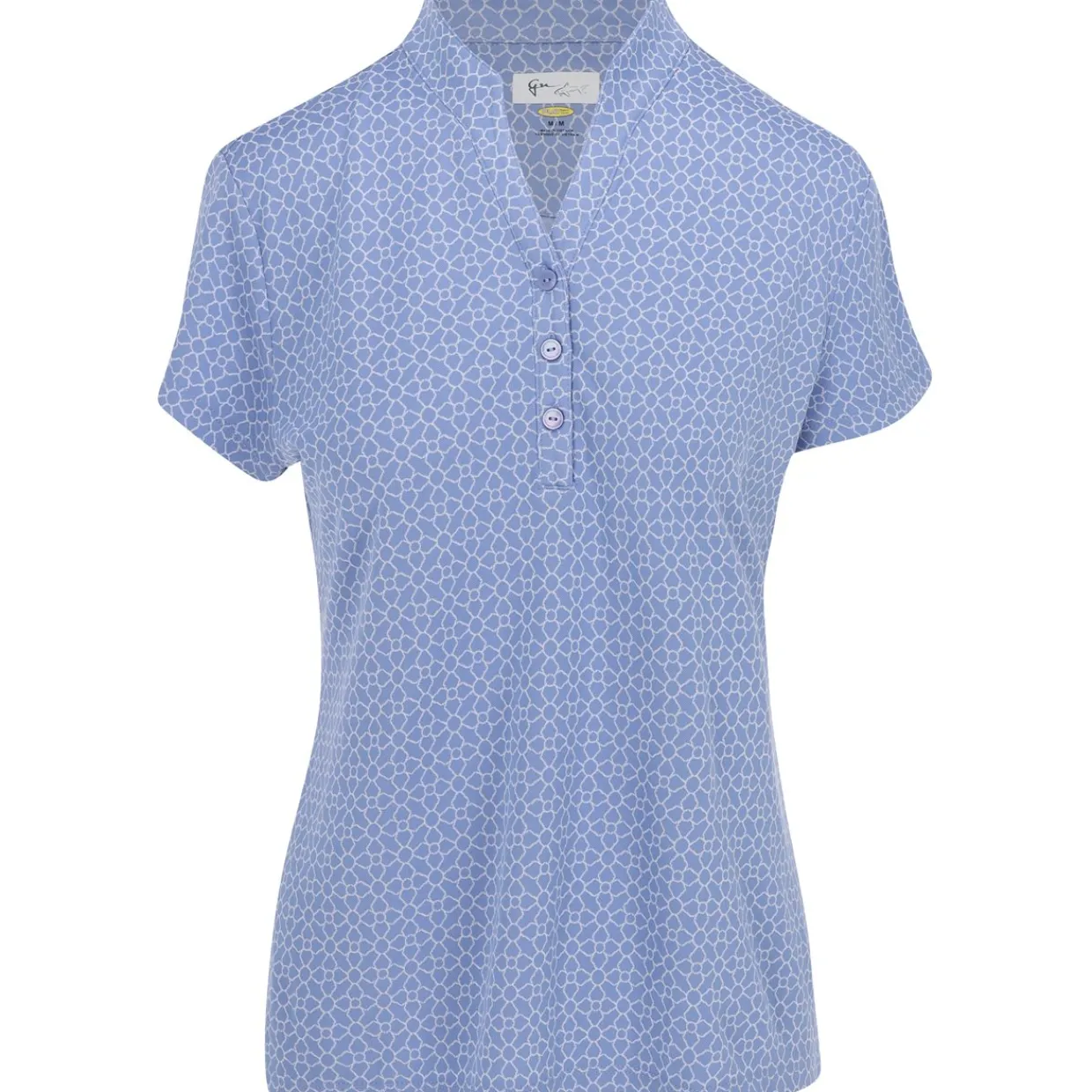 Greg Norman Ladies Golf Apparel^Trei Jacquard Button hirt Poo hort eeve Gof Appare