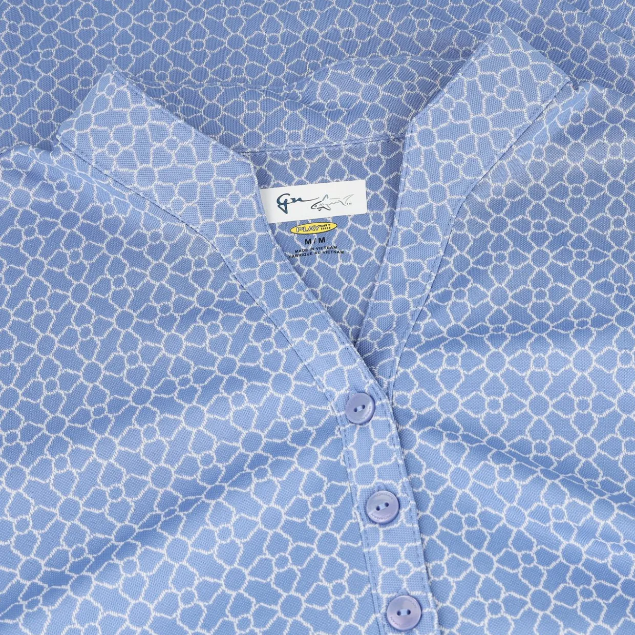 Greg Norman Ladies Golf Apparel^Trei Jacquard Button hirt Poo hort eeve Gof Appare