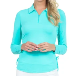 IBKUL Ladies Golf Apparel^Adjutabe ength ong eeve Zip hirt Poo ong eeve Gof Appare