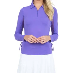 IBKUL Ladies Golf Apparel^Adjutabe ength ong eeve Zip hirt Poo ong eeve Gof Appare