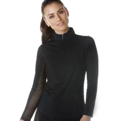 IBKUL Ladies Golf Apparel^oid 1/4 Zip ock Neck Outerwear Puover Gof Appare