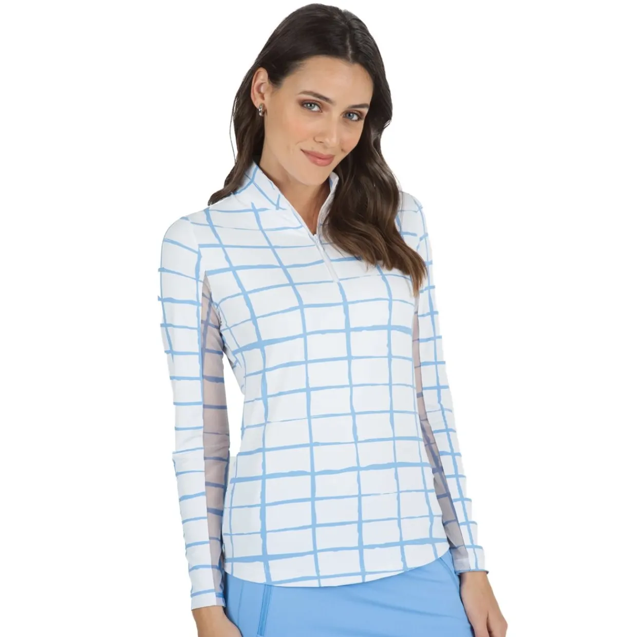 IBKUL Ladies Golf Apparel^Cordova Zip ock hirt Poo ong eeve Gof Appare