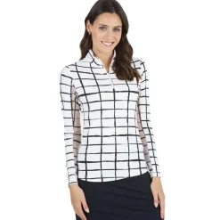 IBKUL Ladies Golf Apparel^Cordova Zip ock hirt Poo ong eeve Gof Appare