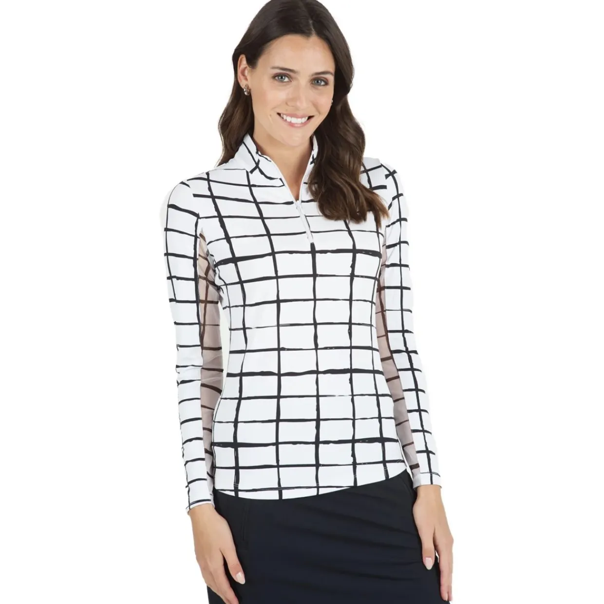 IBKUL Ladies Golf Apparel^Cordova Zip ock hirt Poo ong eeve Gof Appare