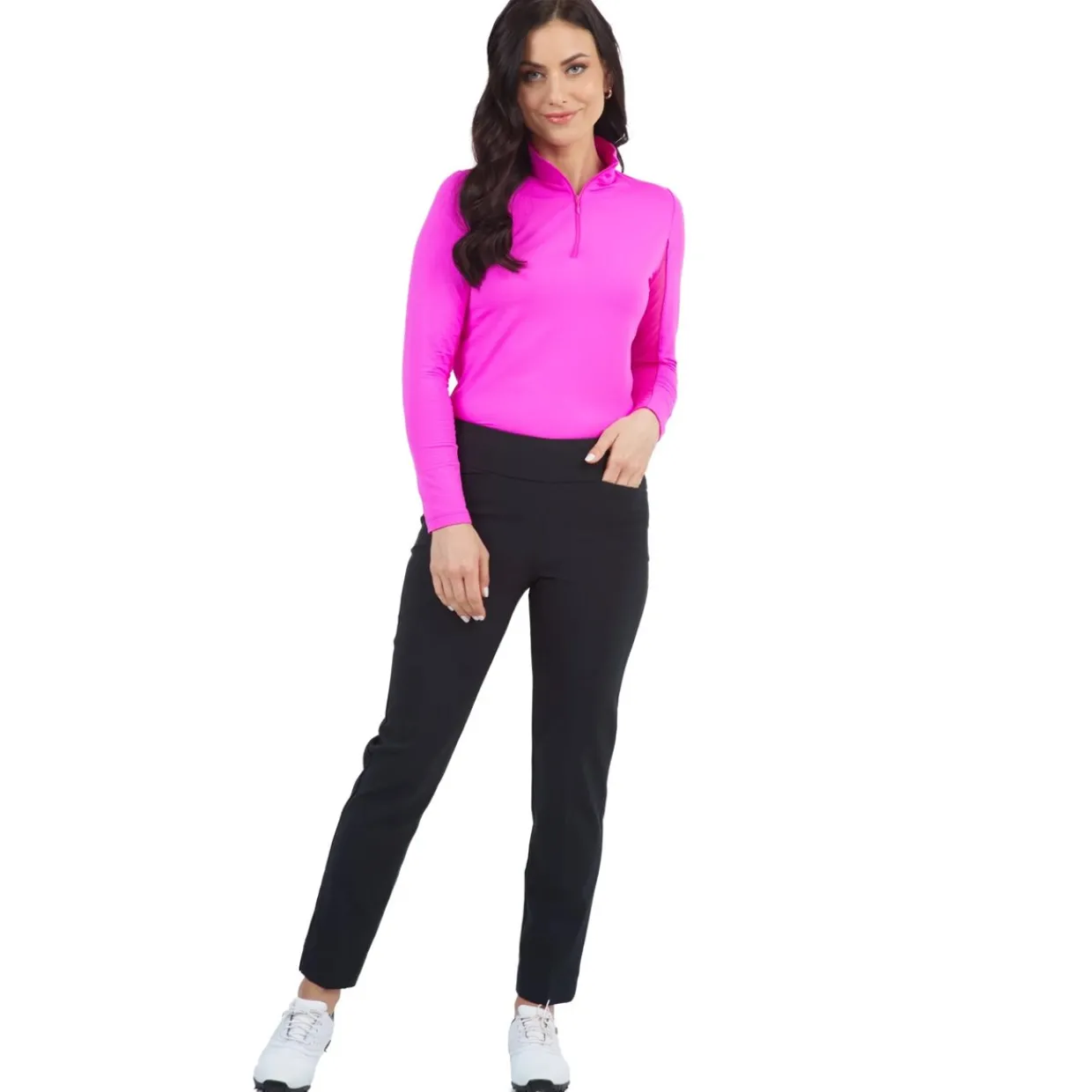 IBKUL Ladies Golf Apparel^Eentia Zip ock hirt Poo ong eeve Gof Appare