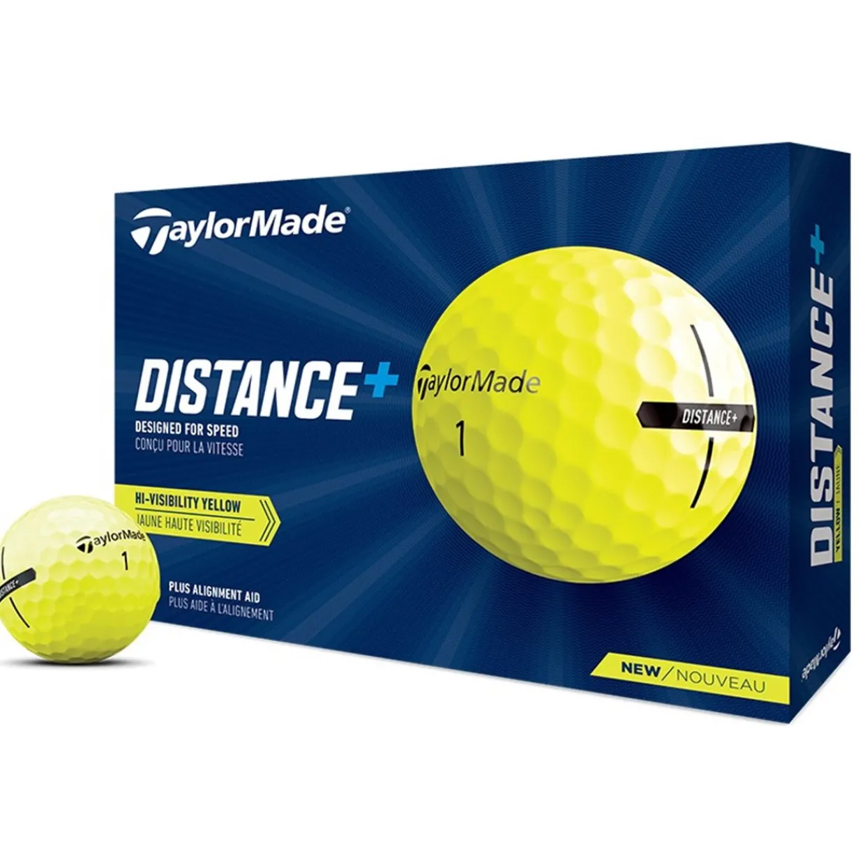 TaylorMade Alignment Stamped Golf Balls|Ladies Golf Balls^Distance+ Yellow Distance Golf Balls