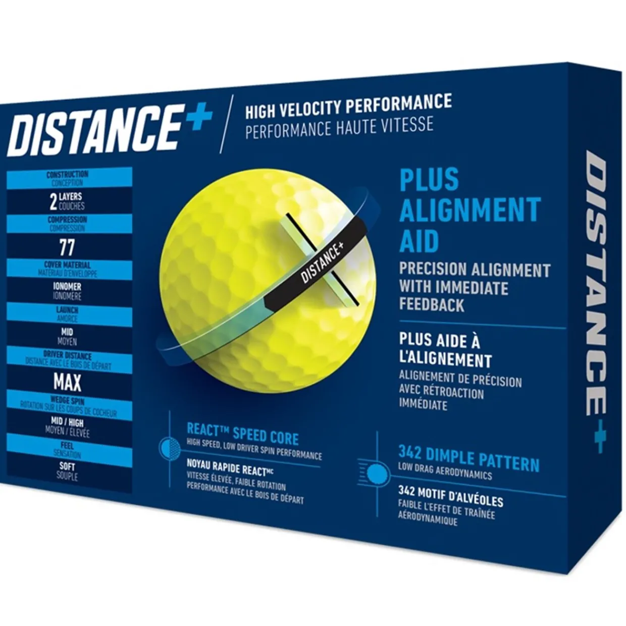TaylorMade Alignment Stamped Golf Balls|Ladies Golf Balls^Distance+ Yellow Distance Golf Balls