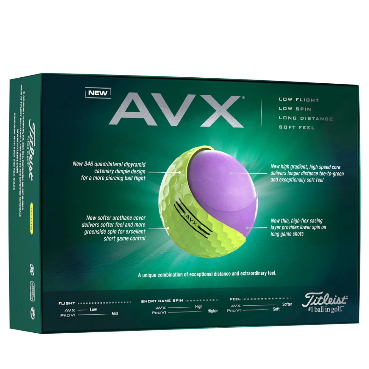 Titleist Alignment Stamped Golf Balls^AVX Distance Golf Balls
